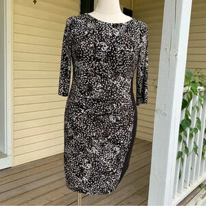 Lauren Ralph Lauren Dress Scuba Knit 12 Black Geometric Print Old money Stretch